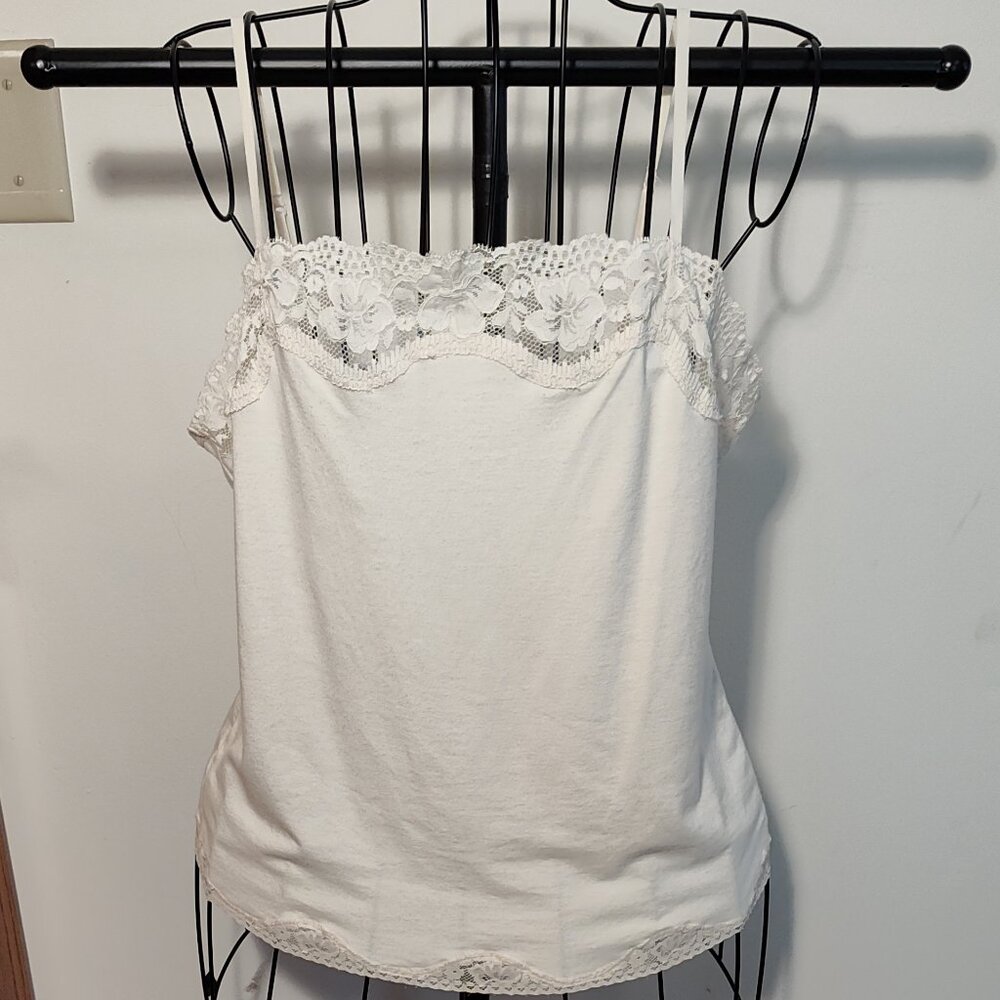 Ann Taylor Loft Petites cream, lace accent camisole, excellent used cond. sz LP